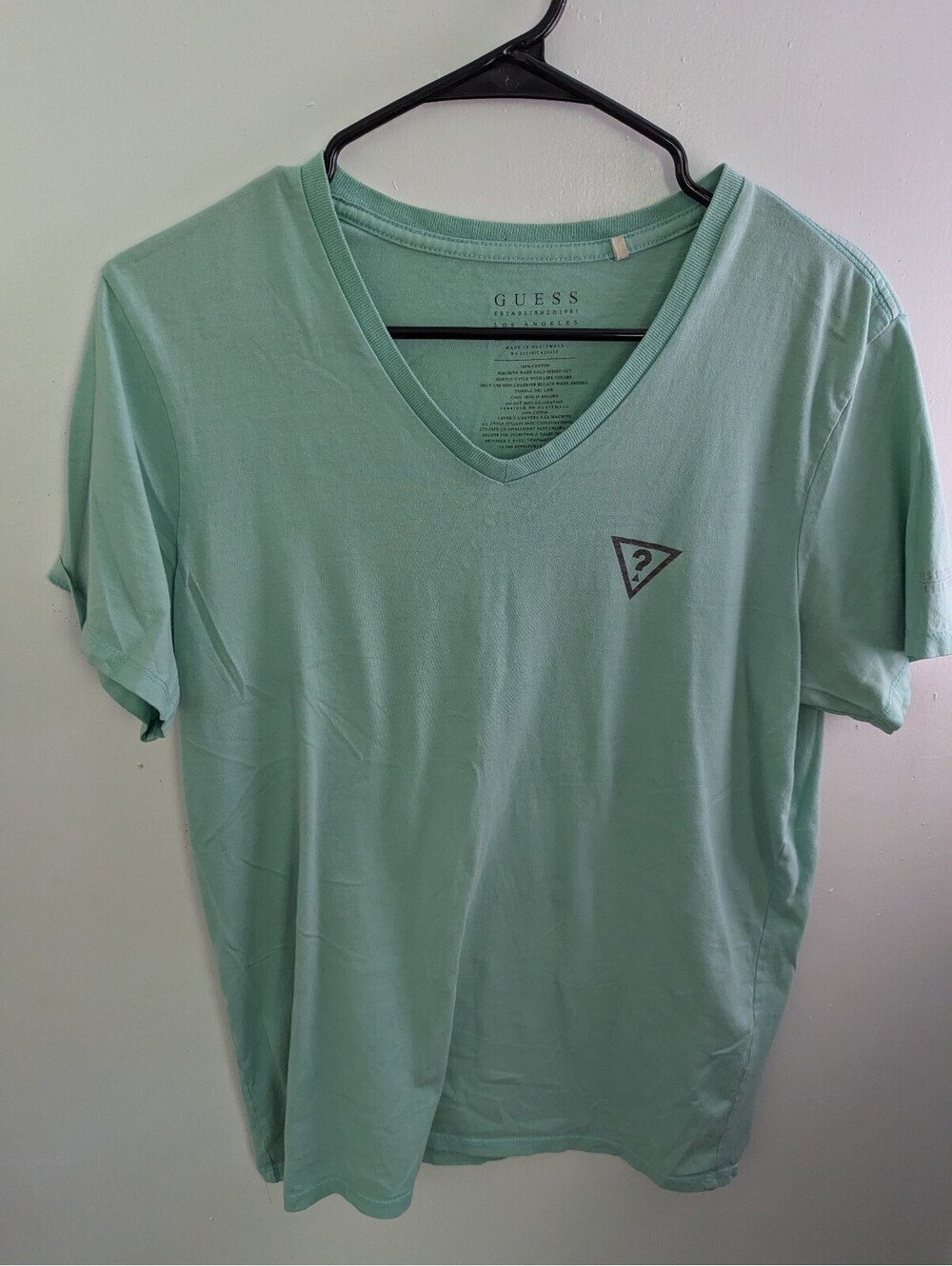GUESS Performance Mint Green V-Neck Logo T-Shirt